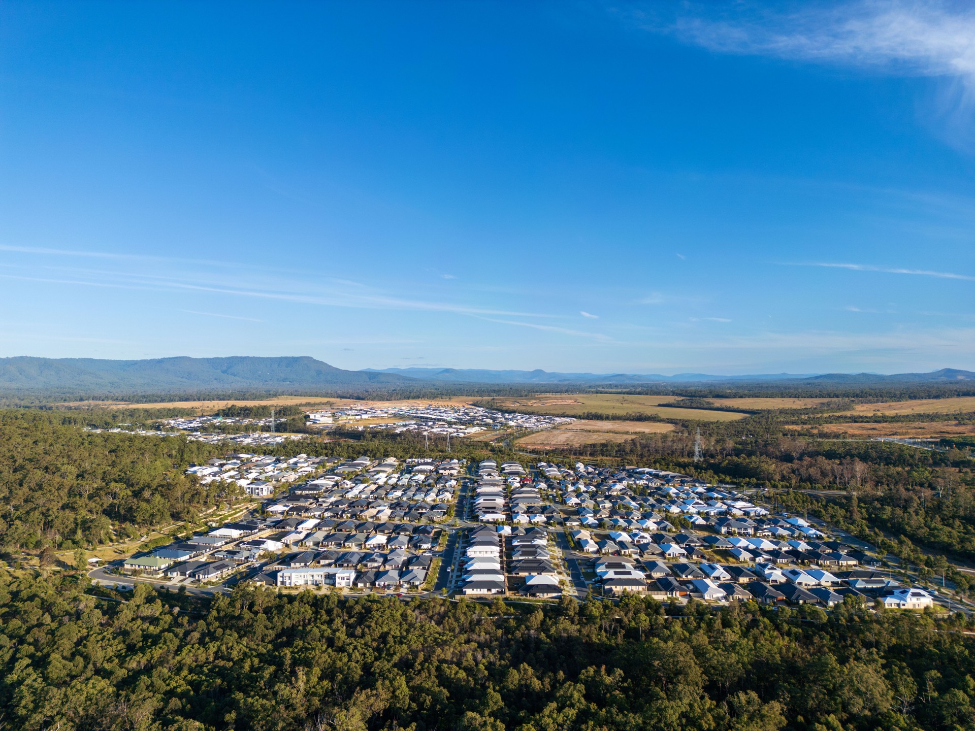 Drone view of new housing development